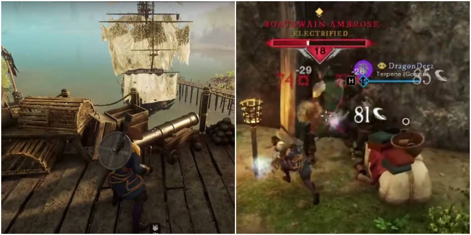 player looking at a the ship in nyhart's anchorage and fighting boatswain ambrose.