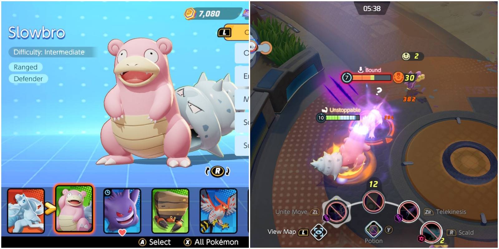 slowbro in the menu and using their slow beam unite move.