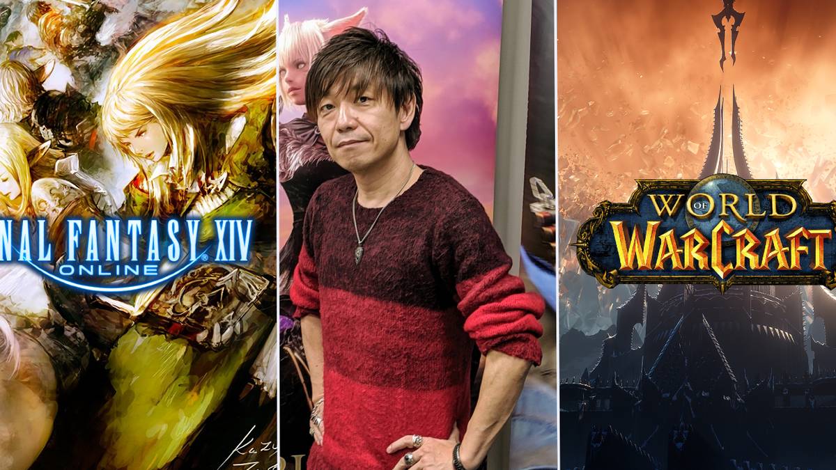 image of yoshida with final fantasy 14 on left and world of warcraft on right