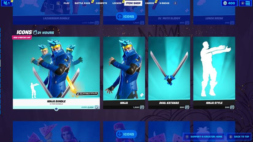 fortnite ninja skin outfit and katanas
