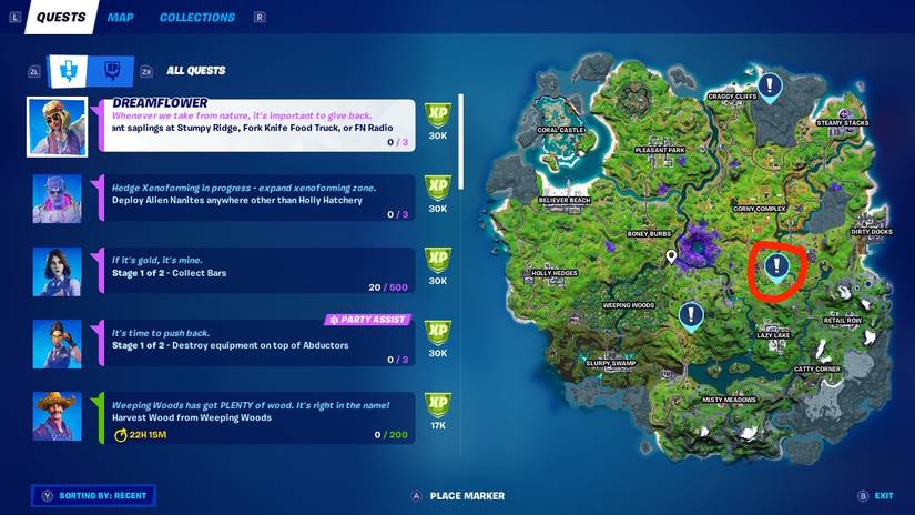 fortnite map fork knife food truck saplings