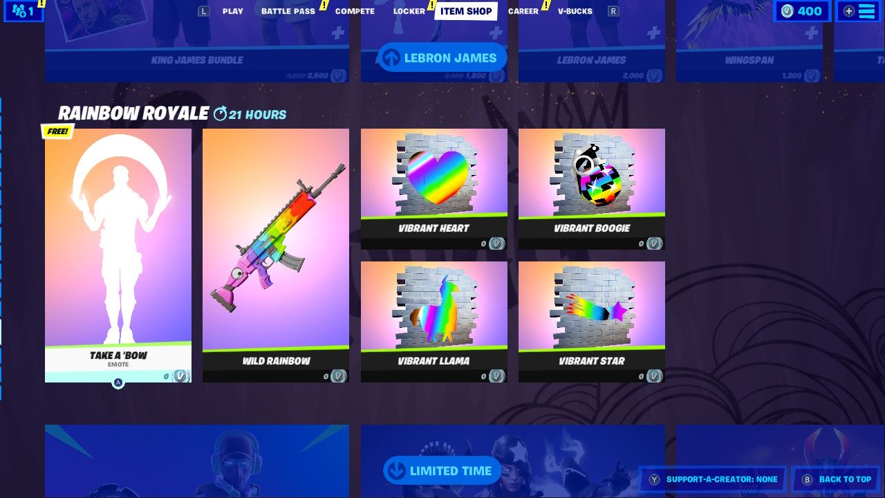 fortnite rainbow royale free items