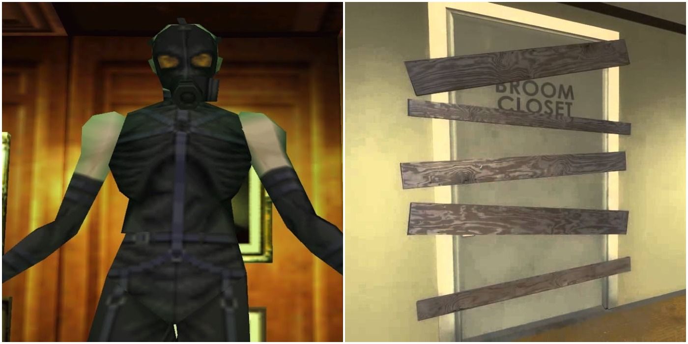 (Слева) Psycho Mantis из Metal Gear Solid (справа) Шкаф для метел с окантовкой из Stanley Parable