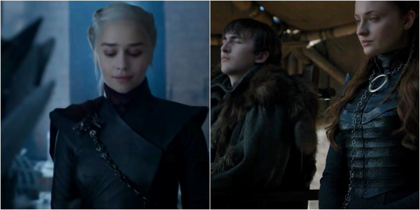 Daenerys Targaryen, Bran Stark, and Sansa Stark in Game of Thrones