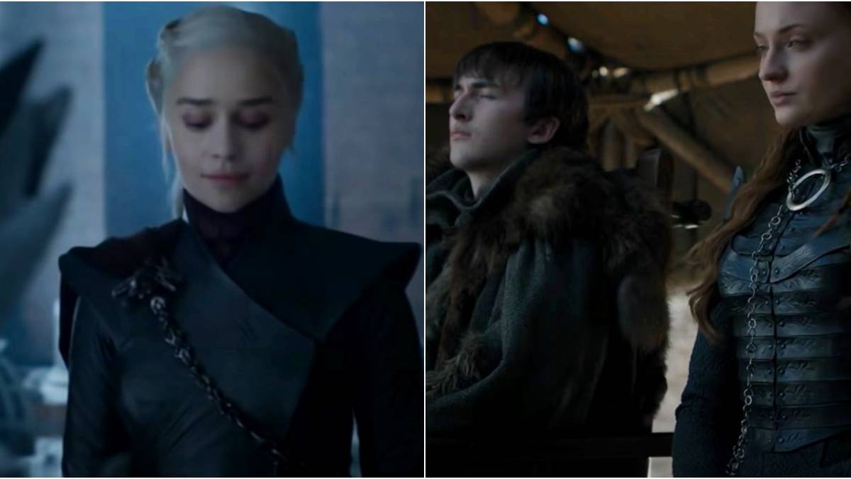 Daenerys Targaryen, Bran Stark, and Sansa Stark in Game of Thrones