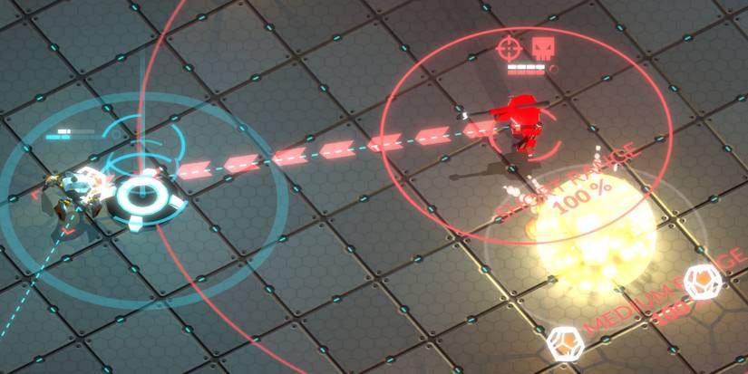 gladiabots, friendly bot and enemy bot firing on each other