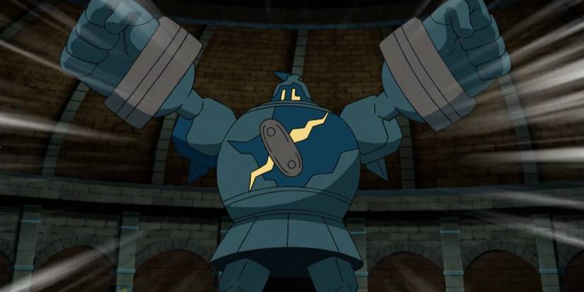 Golurk raising its fists