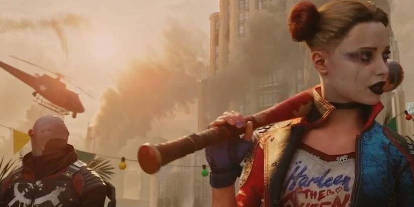 harley quinn and deathstroke looking onward