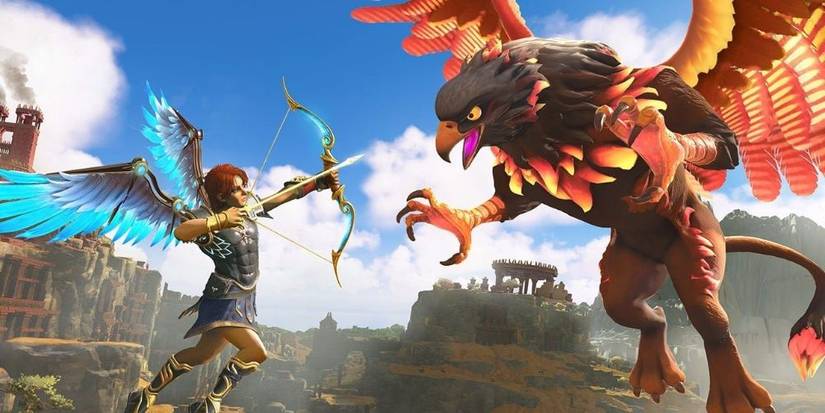 Immortals Fenyx Rising Shooting Bow at Monster