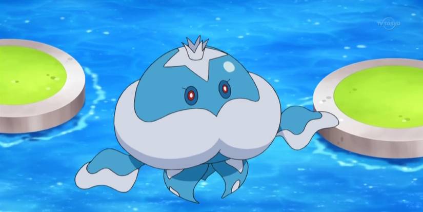 Jellicent floating above the water