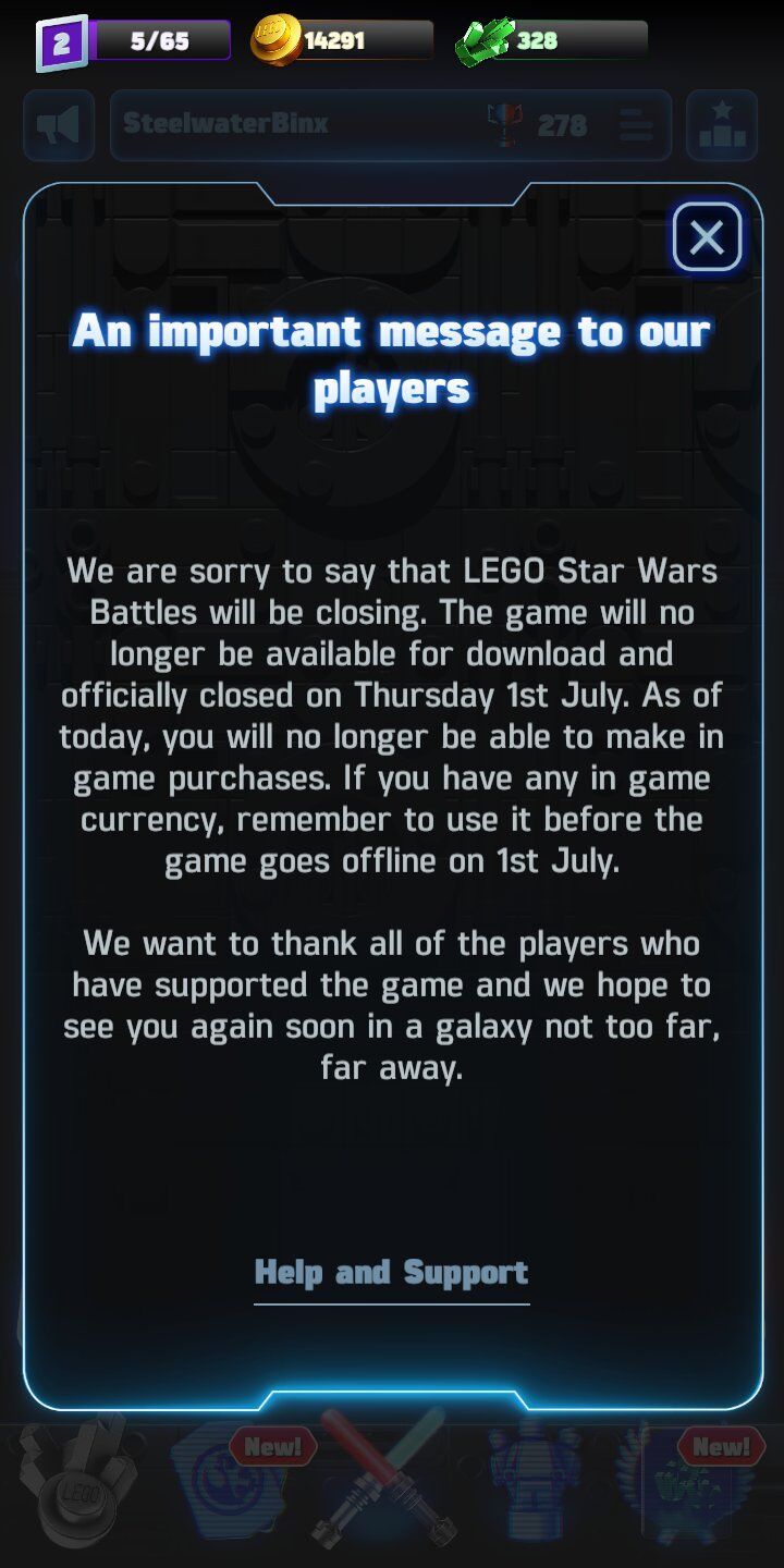 lego shutdown