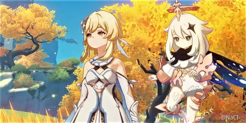 genshin impact traveler geo paimon liyue