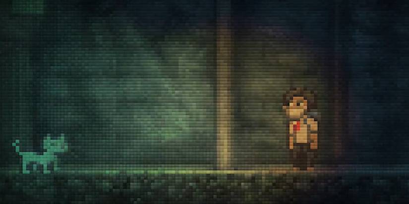 A dog and man looking at one another