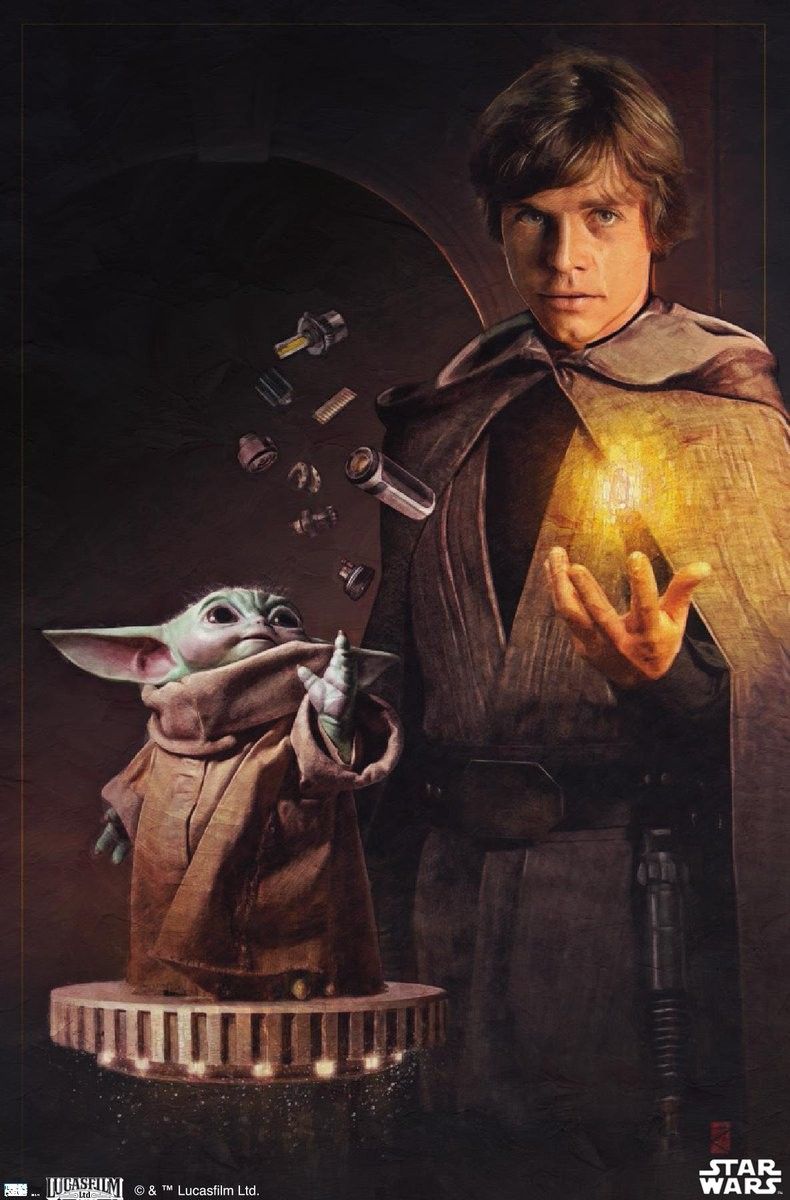 poster Luke Skywalker Grogu by Russell Walks