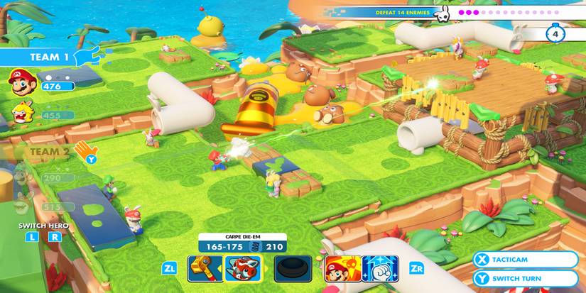 Battle taking place in Mario+Rabbids: Kingdom Battle