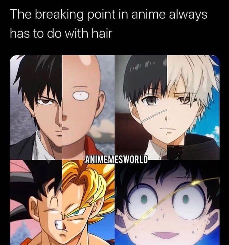 The breaking point in anime always has to do with hair