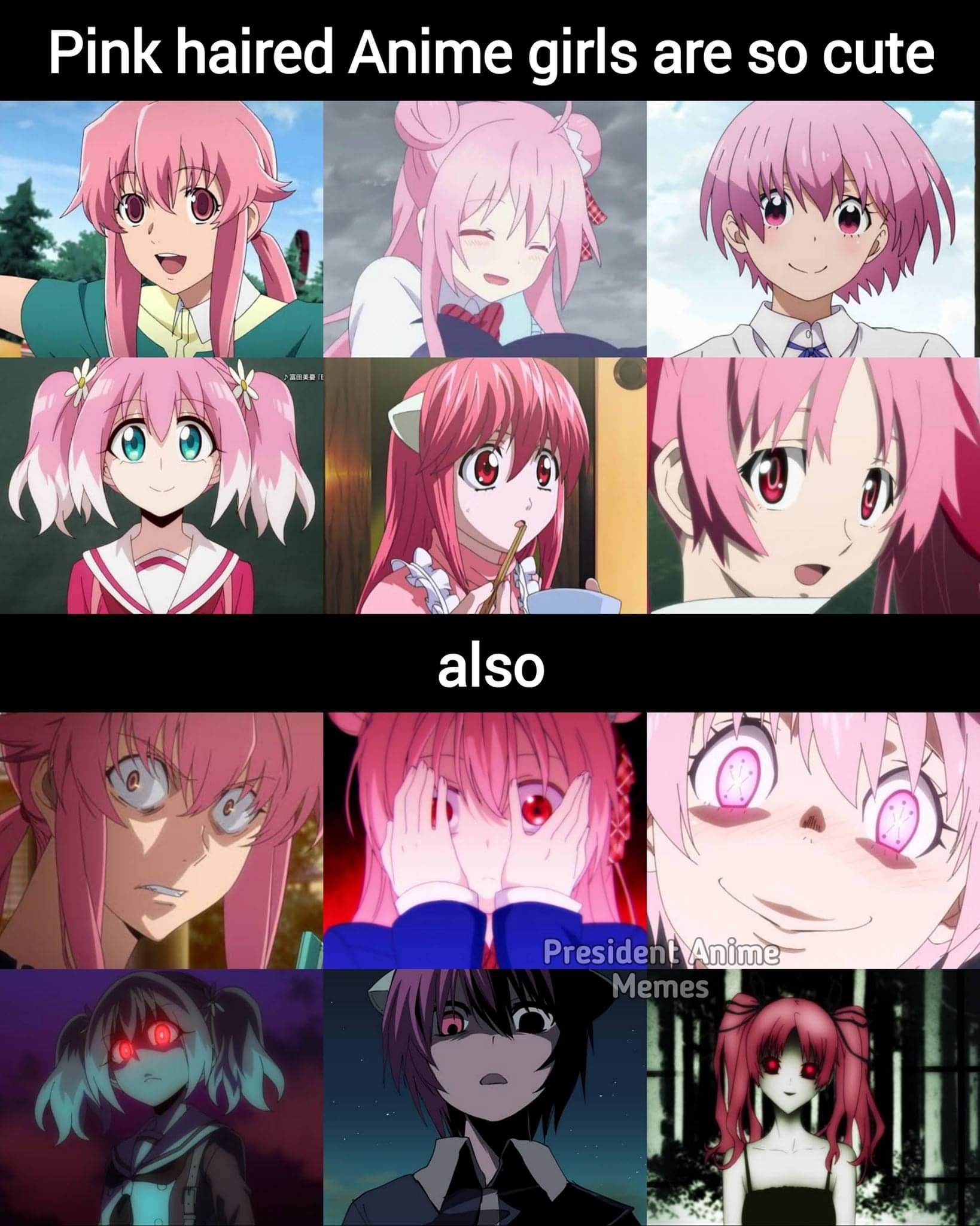 Pink hair anime girls cute and crazy
