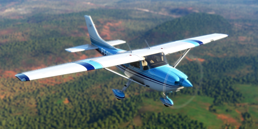 special blue and white propeller plane.