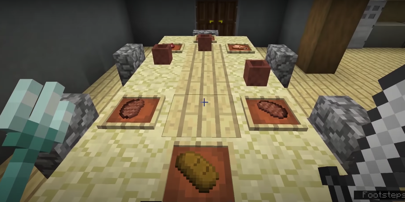 setting a table in minecraft with item frame plates.