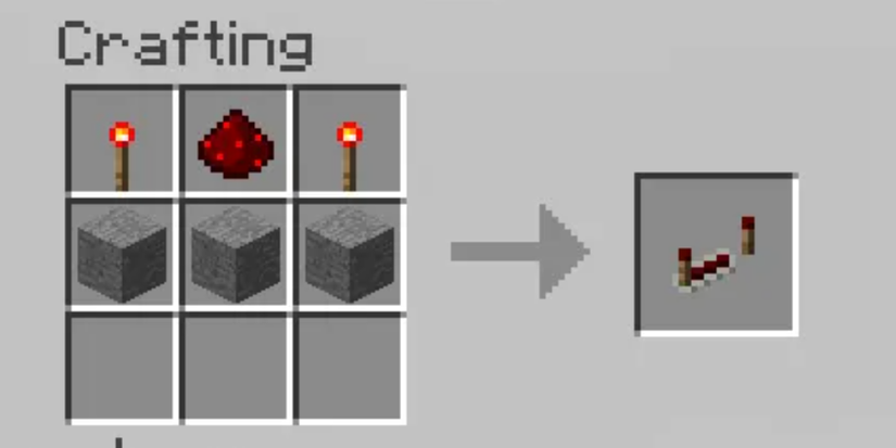stone, redstine dust, and redstone torches.