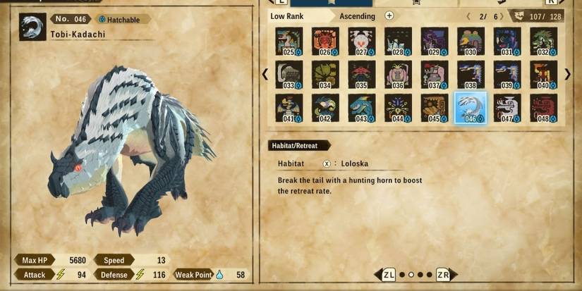 monster hunter stories 2 tobi kadachi menu