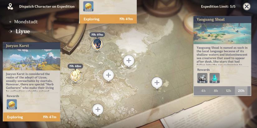 genshin impact expeditions menu mora liyue