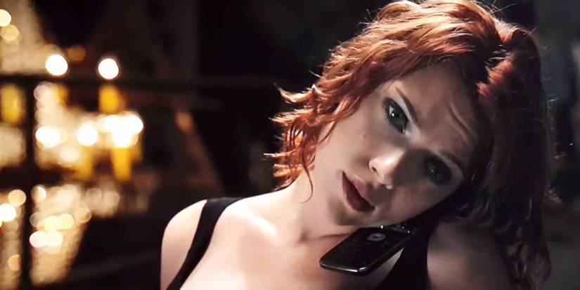 natasha talks to coulson on the phone in her first scene in the avengers