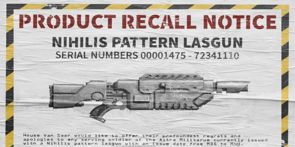 necromunda hired gun lasgun poster recall 40k