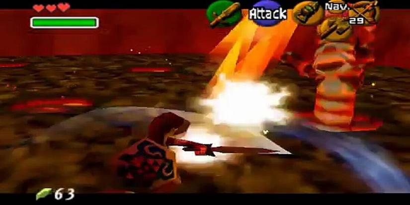 Link fighting an enemy with three heart pieces