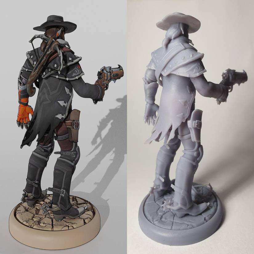 overwatch van helsing mccree statue back view