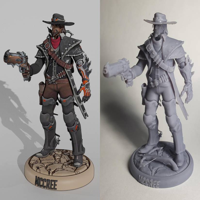 overwatch van helsing mccree statue front view