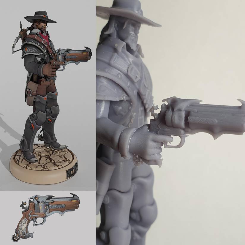 overwatch van helsing mccree statue side view