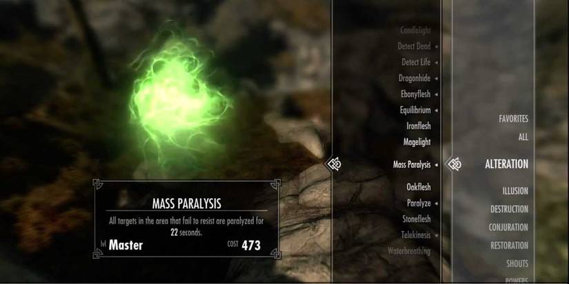 Mass Paralysis spell in Skyrim