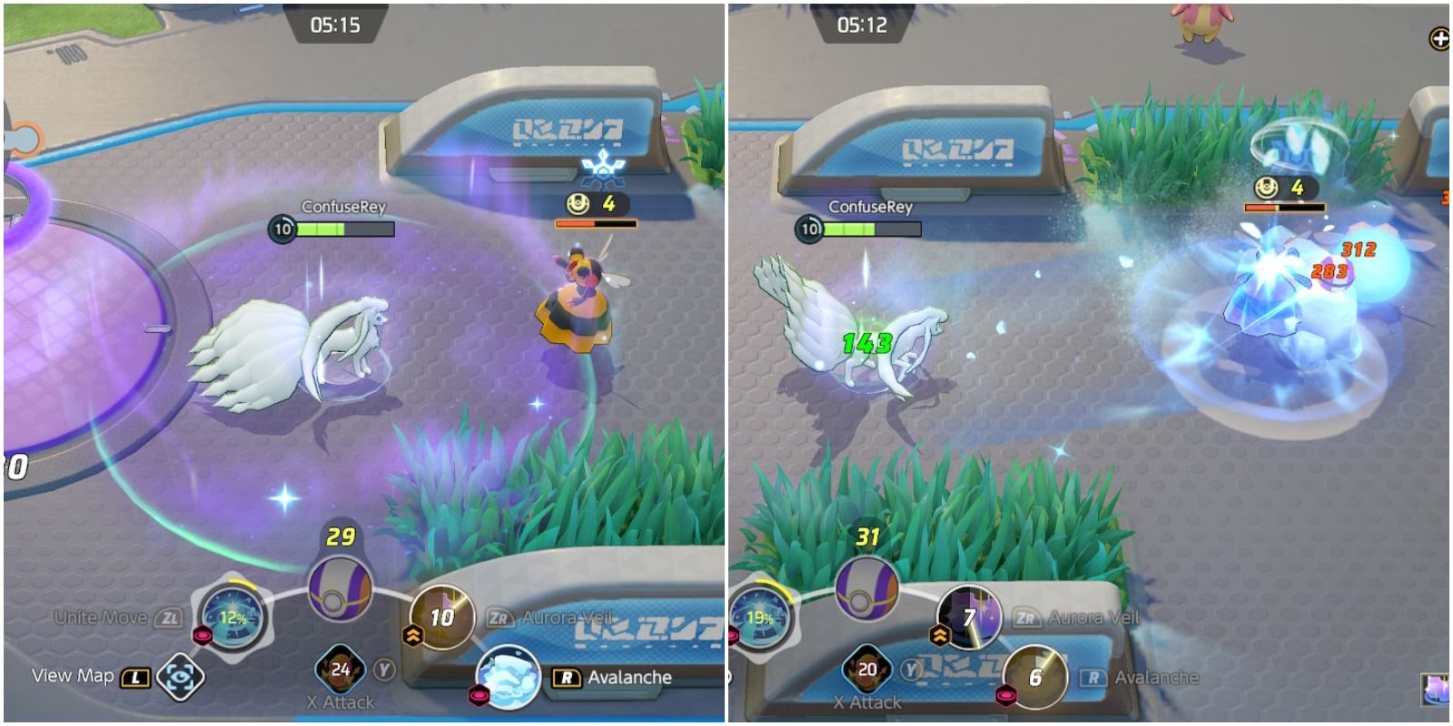 the ice and fairy pokemon using 2 of its attacks.