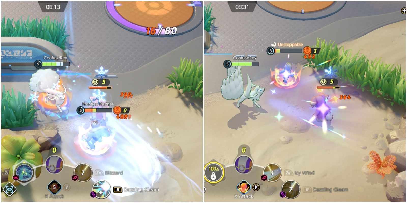 ice and fairy pokemon using ranged attacks.