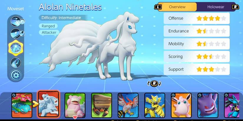 alolan ninetales next to its stats.