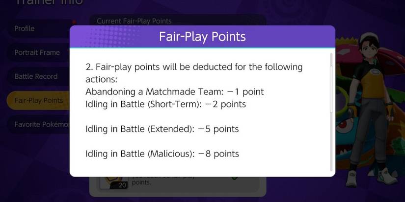 pokemon unite fair play points lose