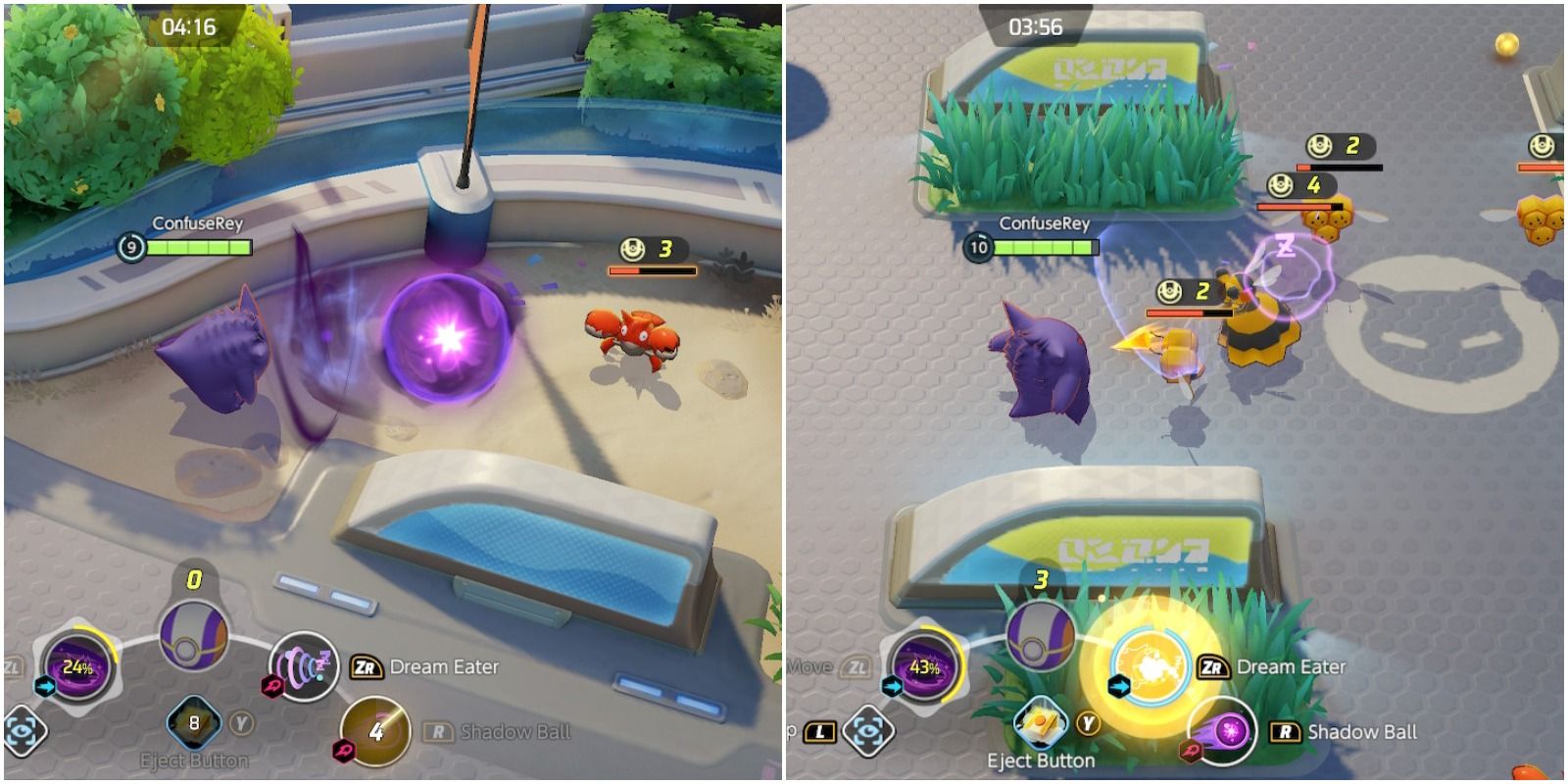 gengar using shadow ball and dream eater in battle.