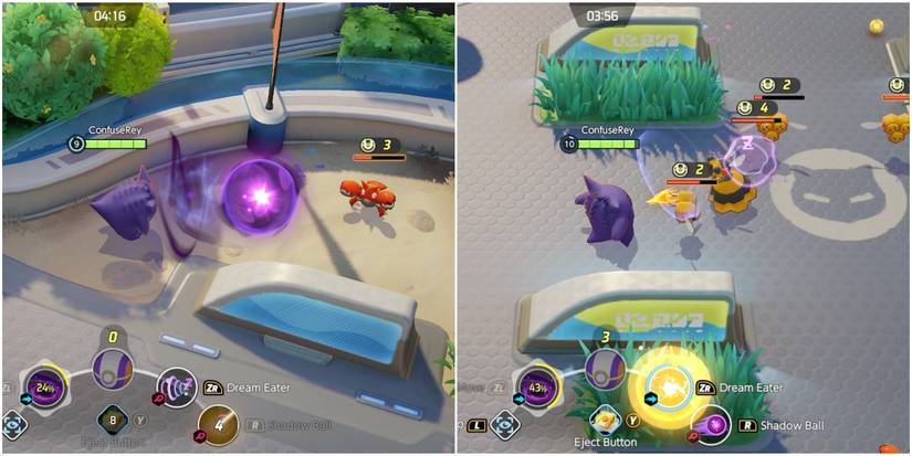 gengar using shadow ball and dream eater in battle.