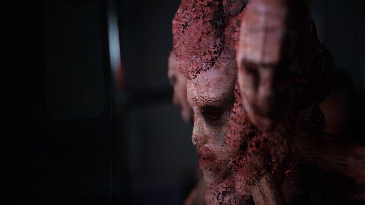 Image from indie horror game Post Trauma showing a two-headed creature.