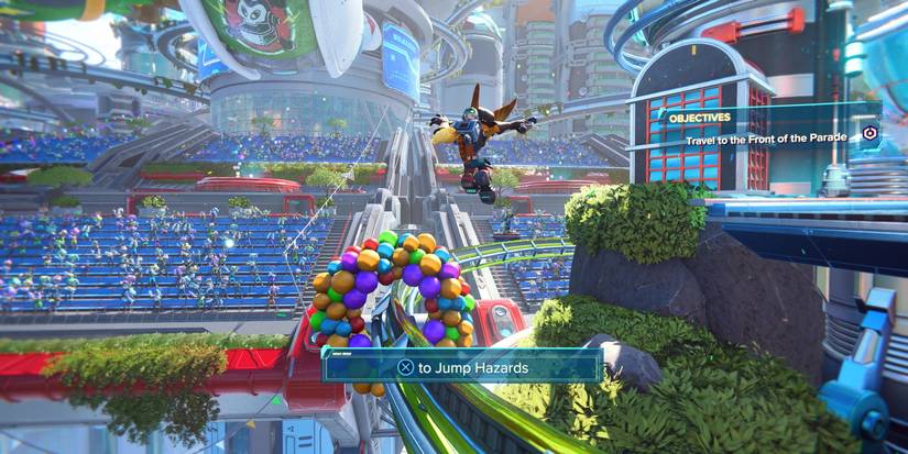 Grinding on a rail inRatchet and Clank Rift Apart