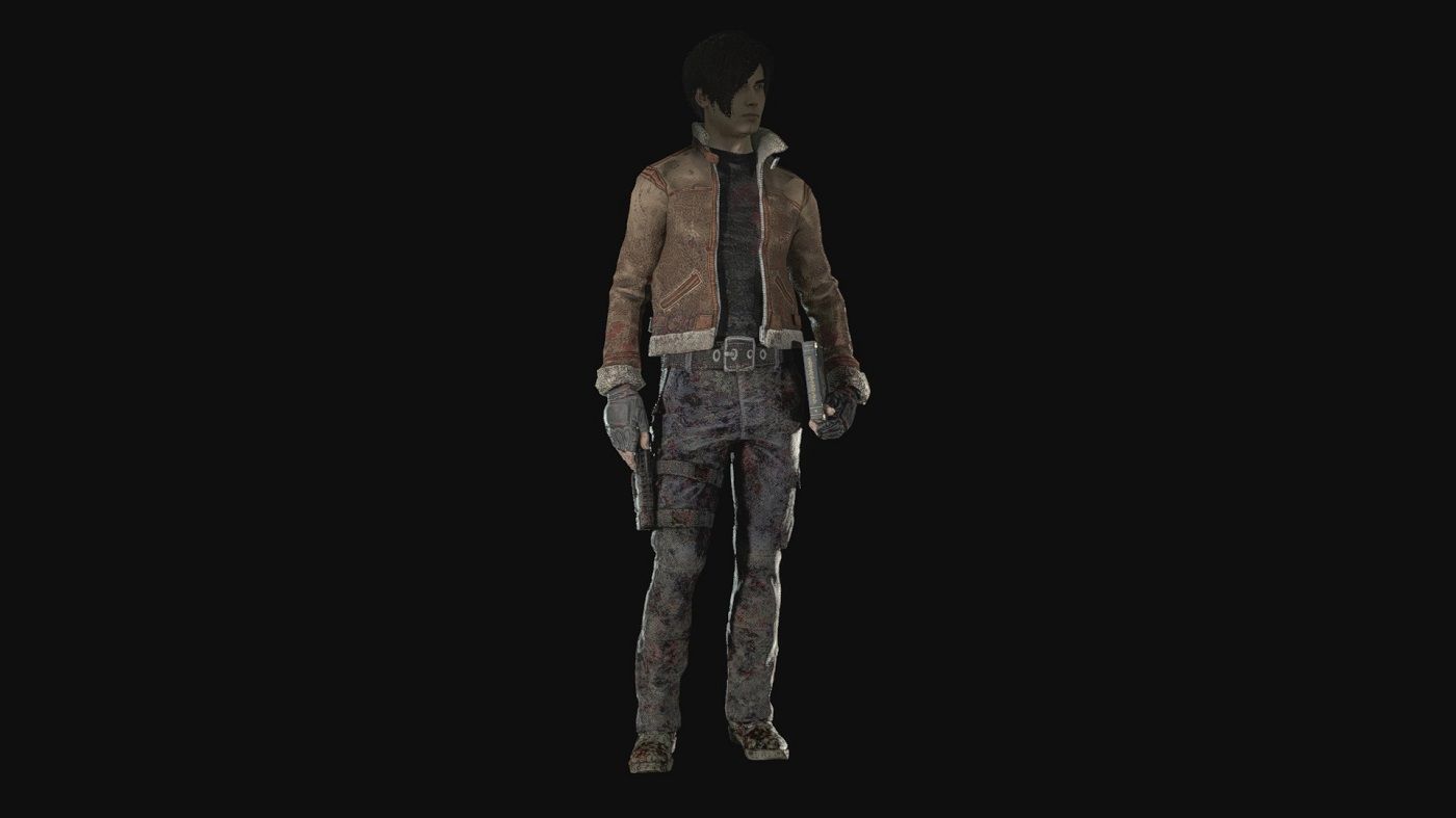 An image of Leon Kennedy's character model as seen in Resident Evil Village.