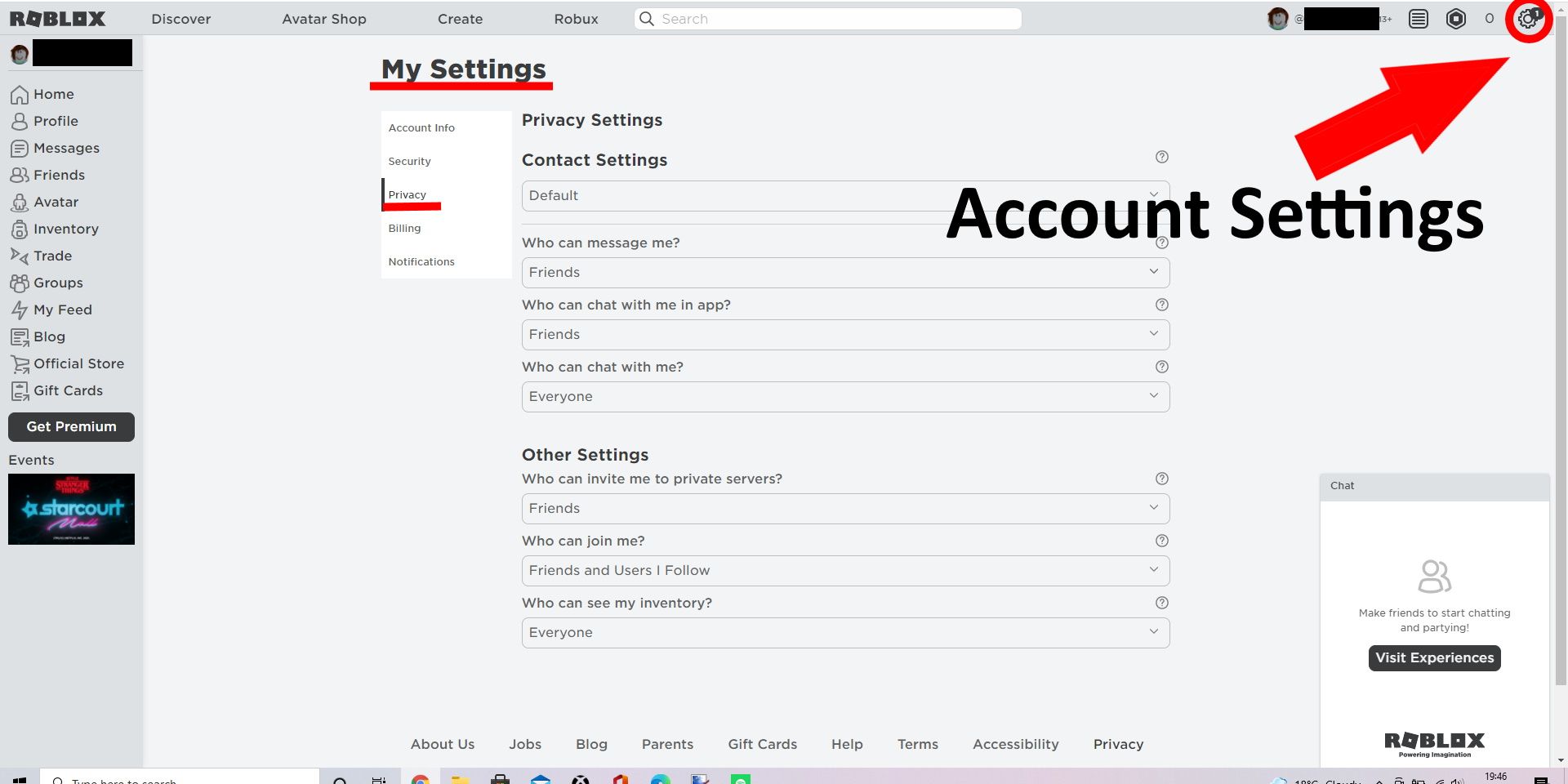 roblox website account settings privacy