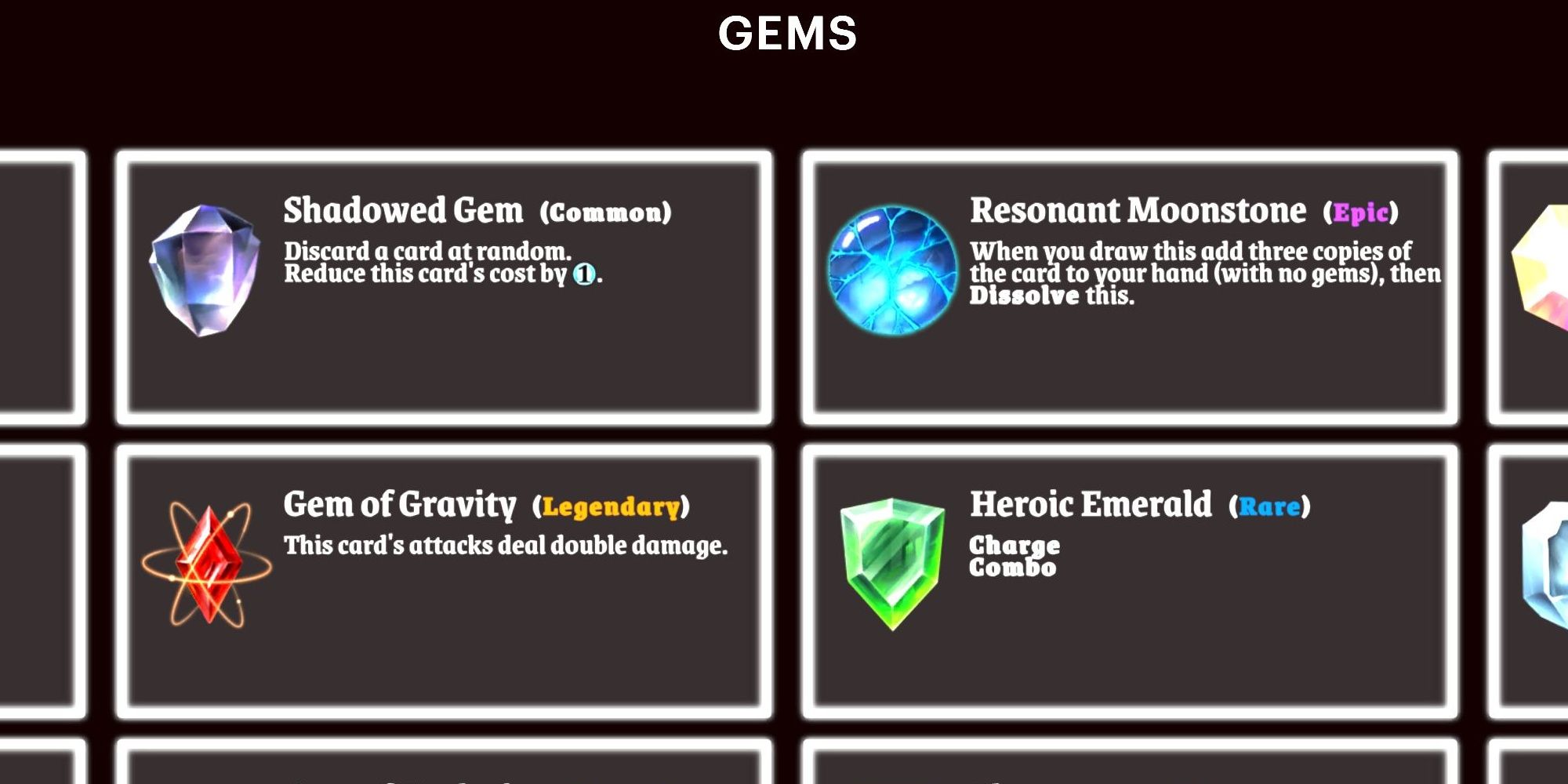 Roguebook Gem List, rarities