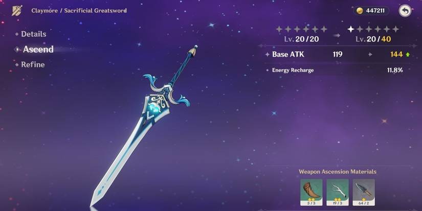 genshin impact sacrificial greatsword sword