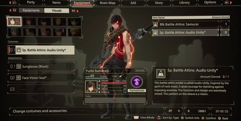 scarlet nexus menu visuals