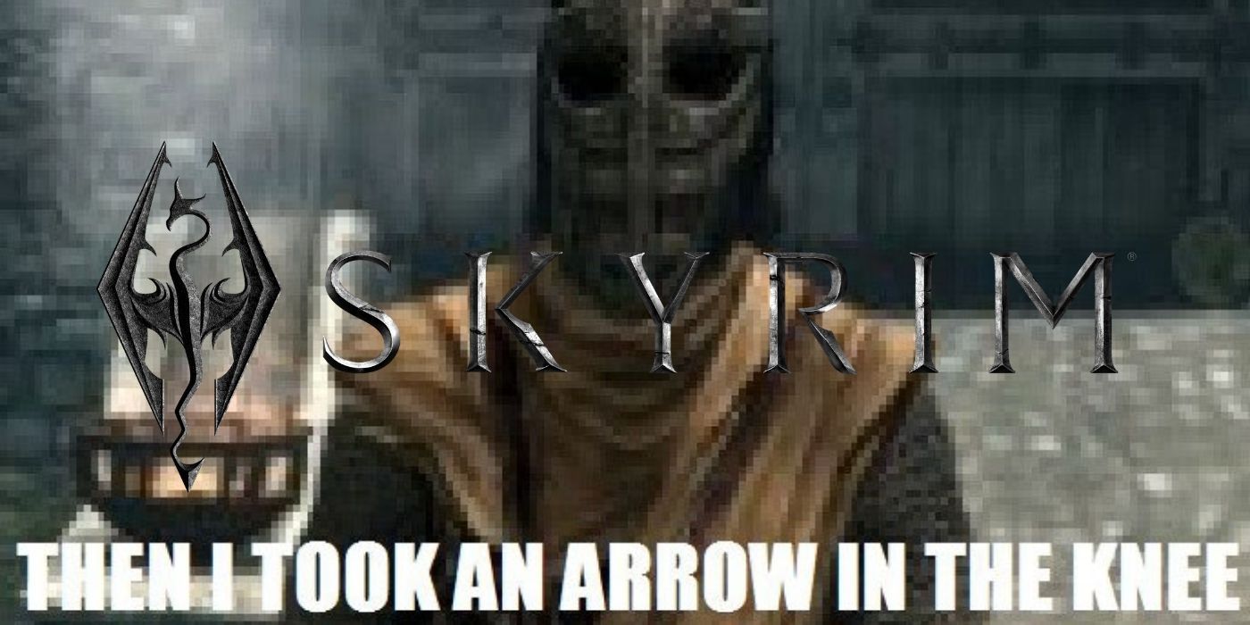 Skyrim players dresses up as arrow to the knee