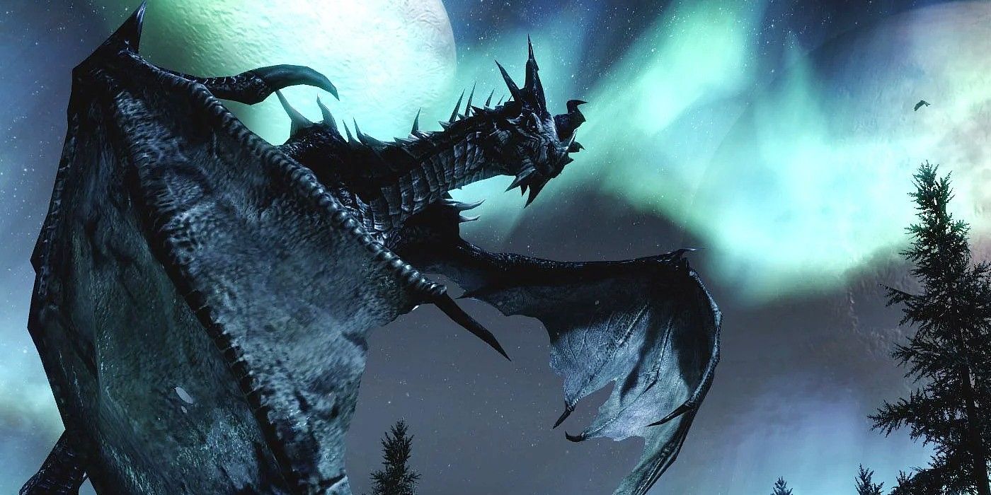 skyrim dragon northern lights