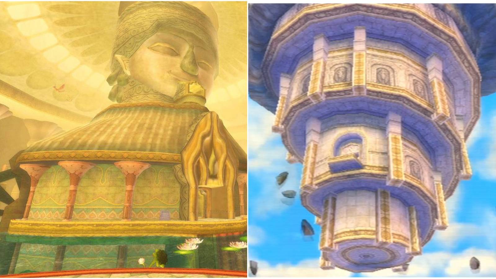 Left: ancient cistern; right: Sky Keep