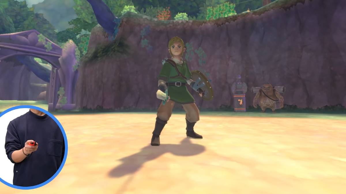 skyward sword hd screenshot showing link and joy con gameplay feature